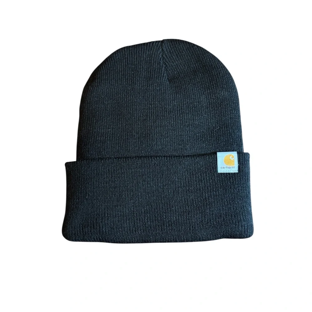 Carhartt Black Knit Insulated Logo Graphic Cuffed Beanie Hat - Picture 4 of 6